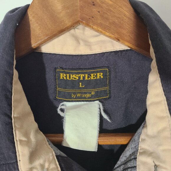 Vintage Rustler by Wrangler Aztec Pearl Snap Southwest Large Men's Shirt MadeUSA - Picture 3 of 7